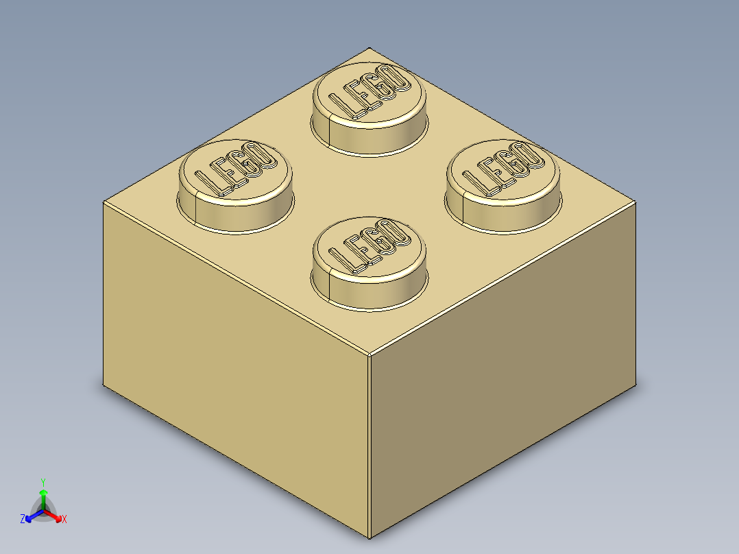 乐高套装 4421基本积木-4114306 - 3003 Brick Yellow - Tan Brick 2 x 2.STEP正等轴测图