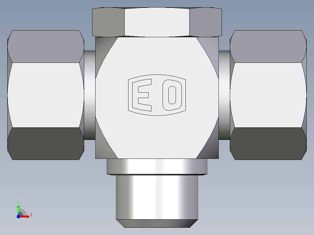 卡套式工业通用硬管接头EO_High_pressure_banjo_tee_TH16SM71前视图