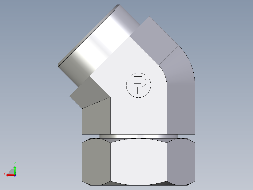 卡套式工业通用硬管接头EO_Swivel_nut_45_deg_elbow_EV35LOMD71后视图