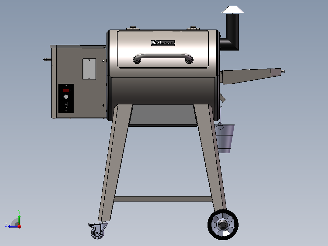 圆筒形颗粒燃料烧烤炉step右视图