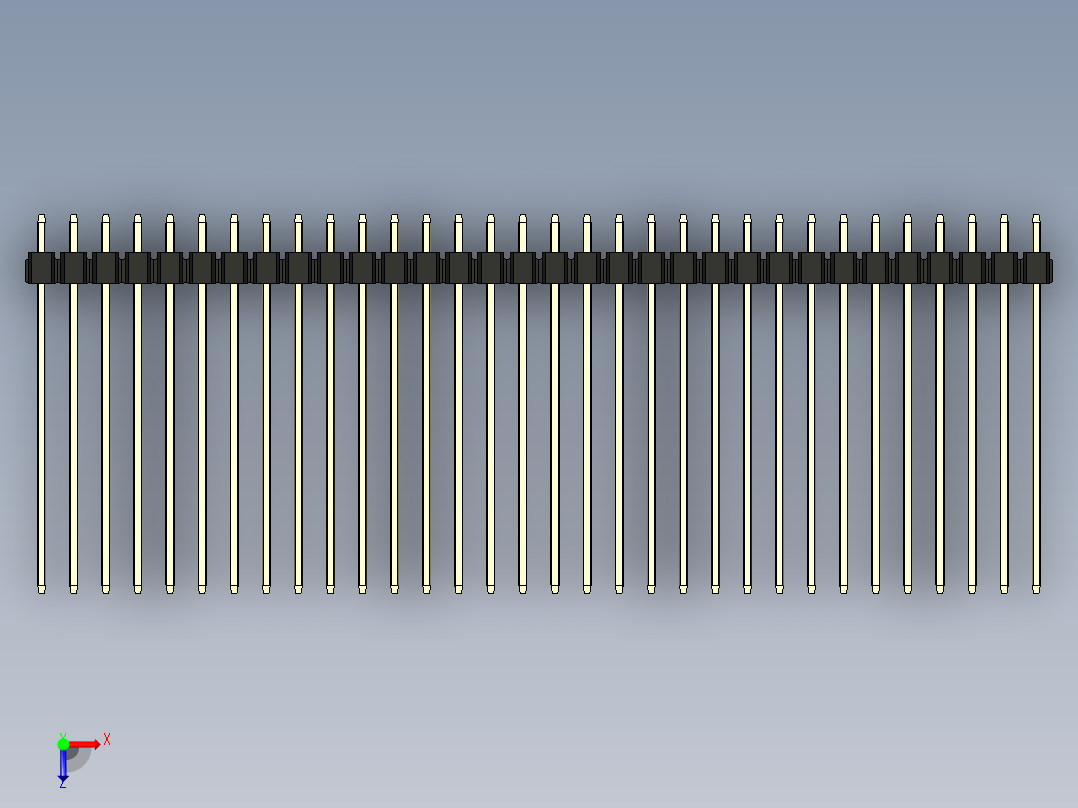 彩色公头100mil（2.54mm）系列-DS1021_black_1x32p_100mil_Type43_rev1.0俯视图