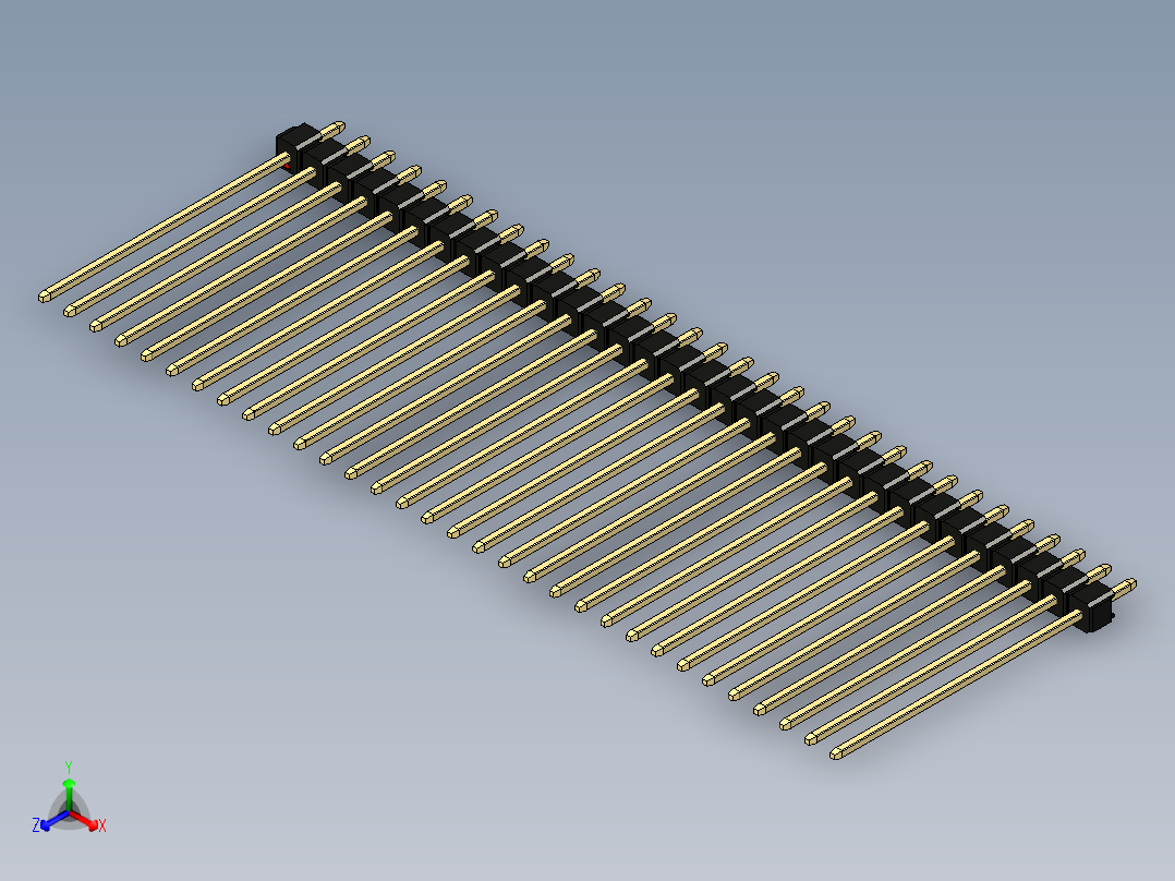 彩色公头100mil（2.54mm）系列-DS1021_black_1x32p_100mil_Type43_rev1.0正等轴测图