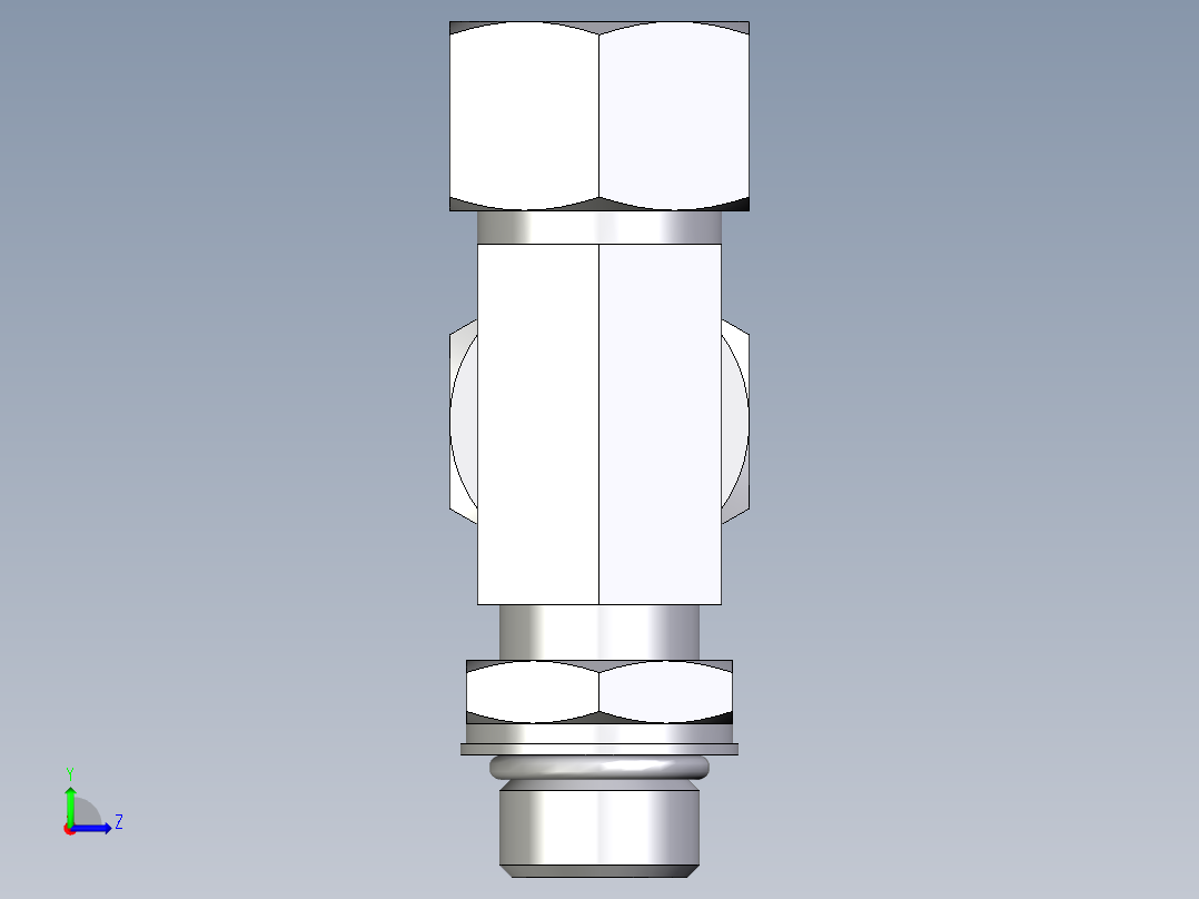 卡套式工业通用硬管接头EO_Adjustable_locknut_run_tee_LEE15LMORCF左视图