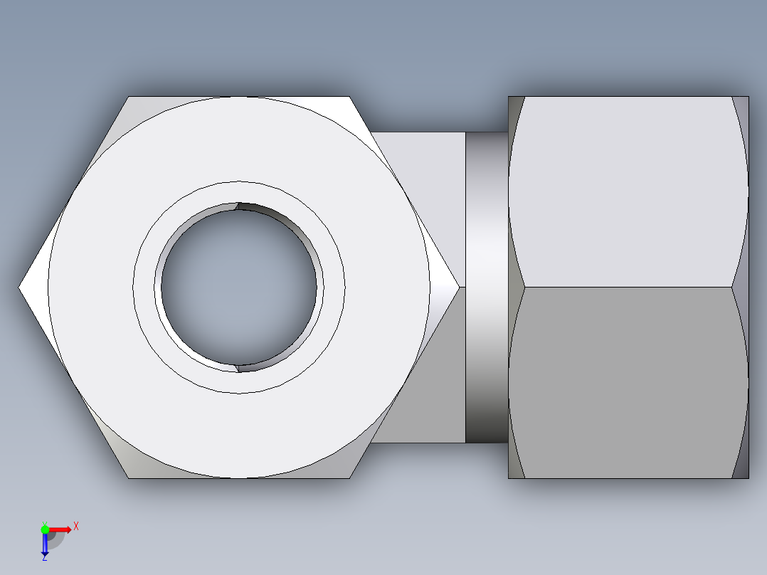 卡套式工业通用硬管接头EO_Adjustable_locknut_run_tee_LEE15LMORCF俯视图