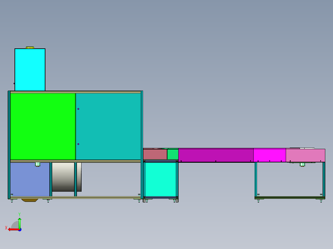 金属罐体喷涂揭膜机后视图