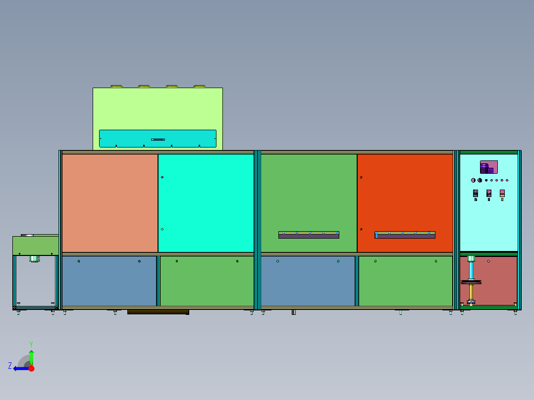 金属罐体喷涂揭膜机右视图