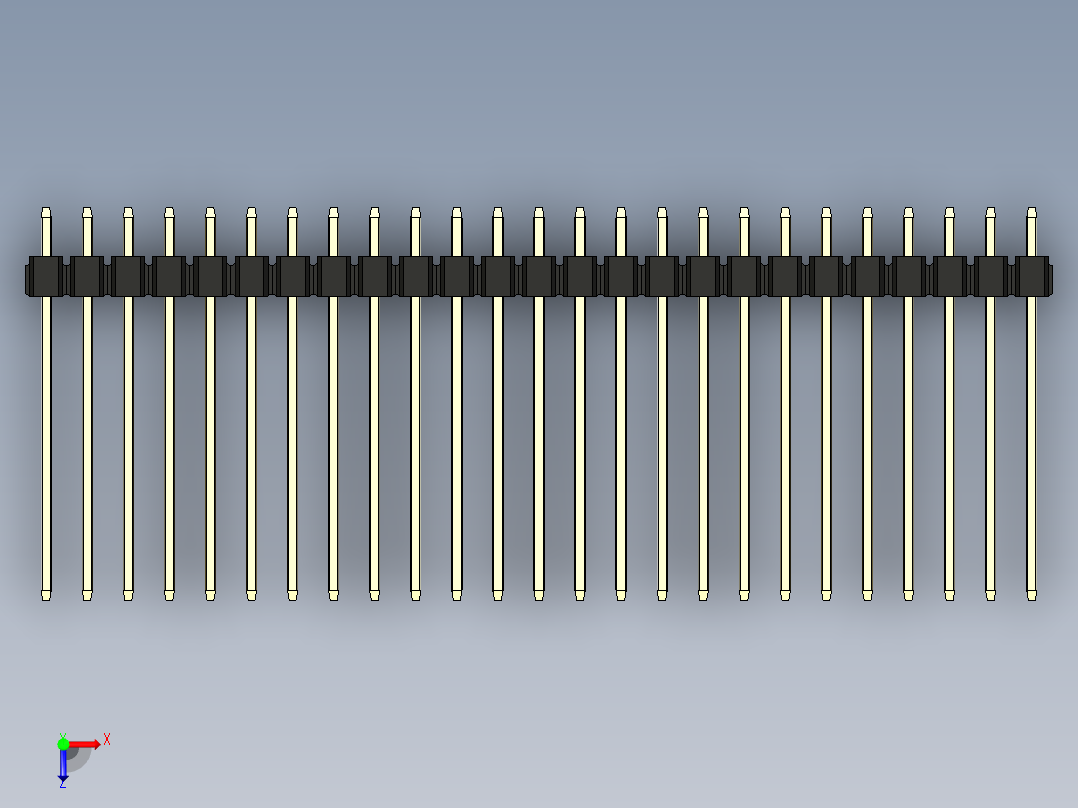彩色公头100mil（2.54mm）系列-DS1021_black_1x25p_100mil_Type19_rev1.0俯视图