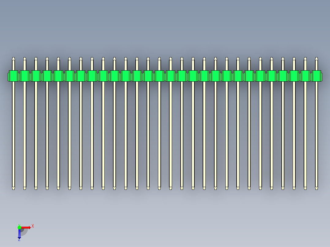 彩色公头100mil（2.54mm）系列-DS1021_green_1x28p_100mil_Type43_rev1.0俯视图