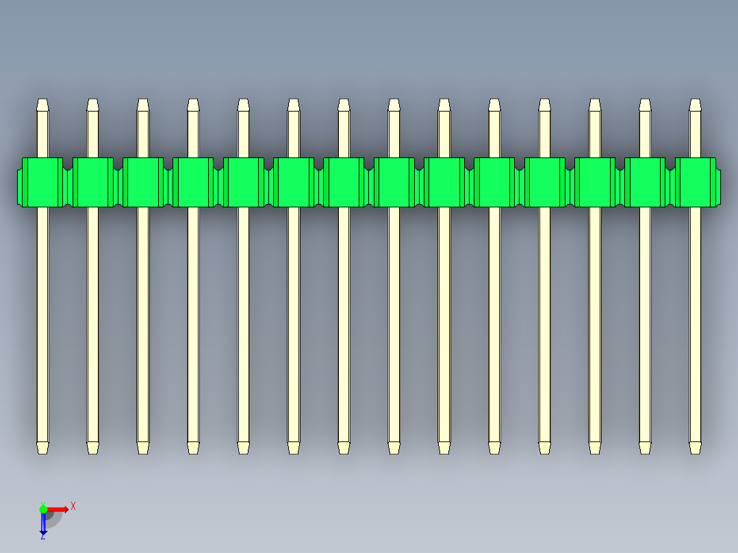 彩色公头100mil（2.54mm）系列-DS1021_green_3x14p_100mil_Type5_rev1.0俯视图