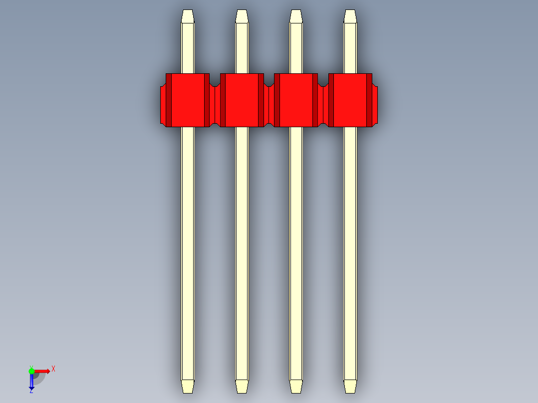 彩色公头100mil（2.54mm）系列-DS1021_red_1x04p_100mil_Type5_rev1.0俯视图