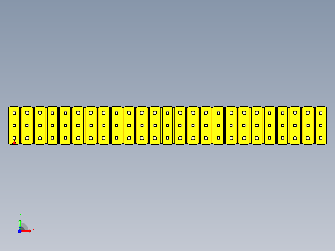 彩色公头100mil（2.54mm）系列-DS1021_yellow_3x25p_100mil_Type5_rev1.0前视图