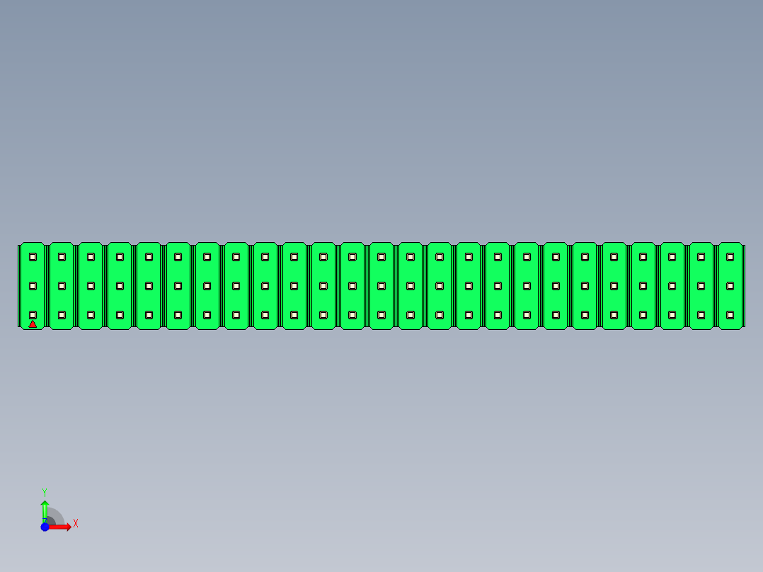 彩色公头100mil（2.54mm）系列-DS1021_green_3x25p_100mil_Type5_rev1.0前视图