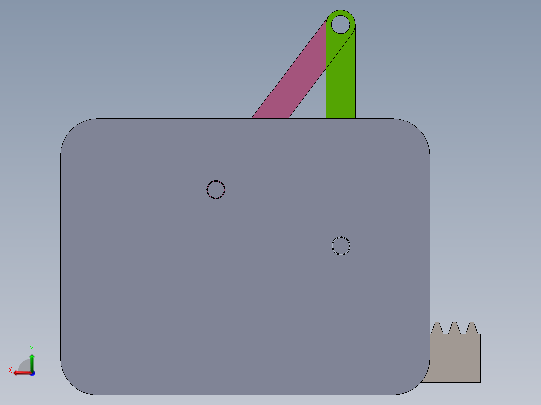 一对齿轮副驱动双摇杆机构后视图