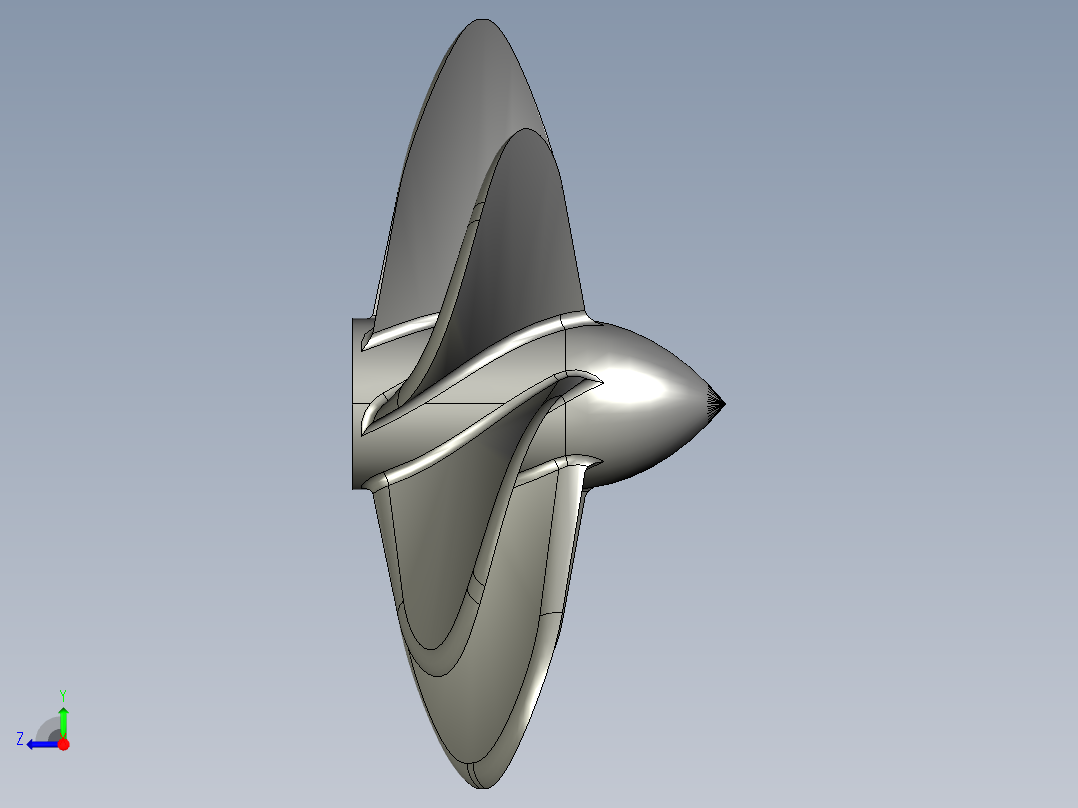 游艇螺旋桨右视图