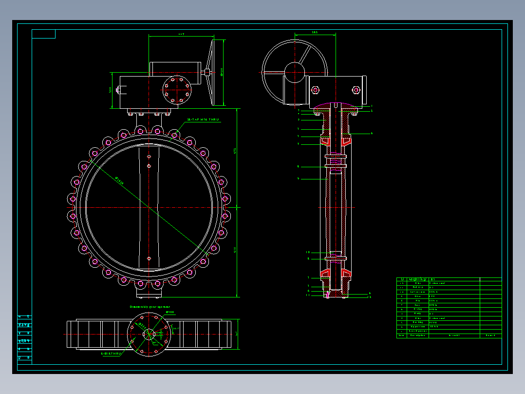 DN900阀门装配图