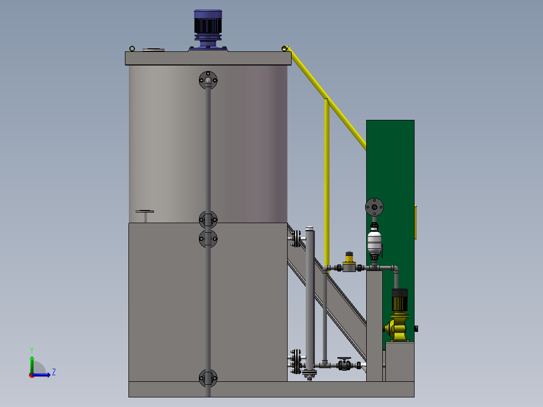组合加药装置三维图左视图