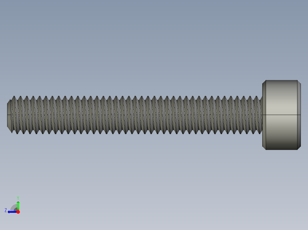 M3 x 0.5mm Thread 20mm LONG SOCKET HEAD CAP SCREW.STEP右视图