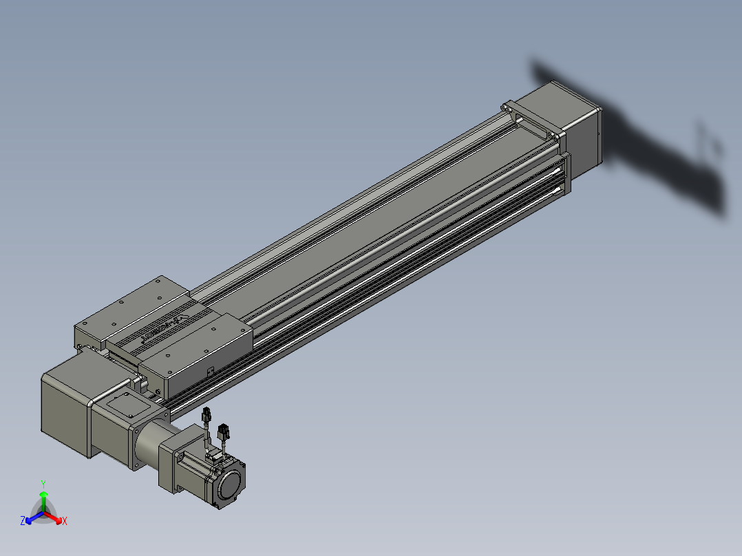 威洛博直线电机模组EB16-L208-S750-L-ZP75-MS3-5K正等轴测图
