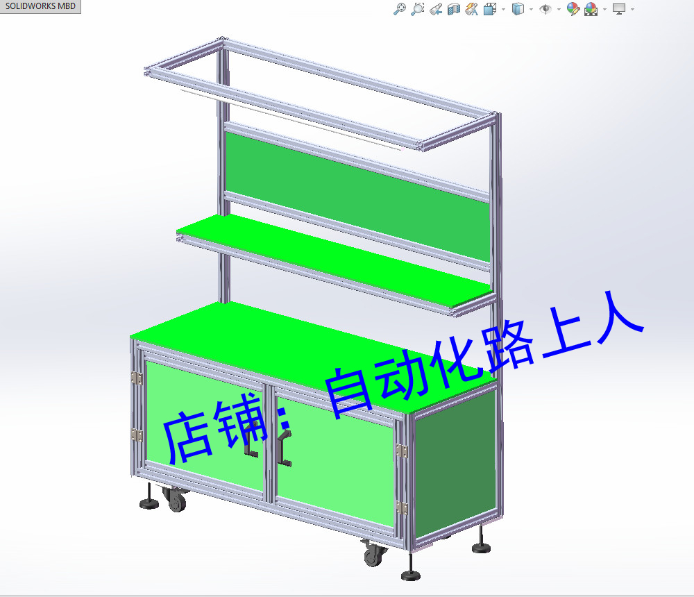 车间单面工作台40型材作业工作台操作台产线作业工作台3d图纸