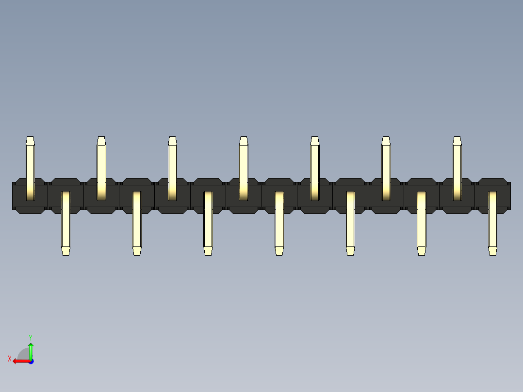 彩色公排针 100mil 2.54mm 系列-DS1022_black_14p_100mil_Type_SMT_R2_rev1.0后视图