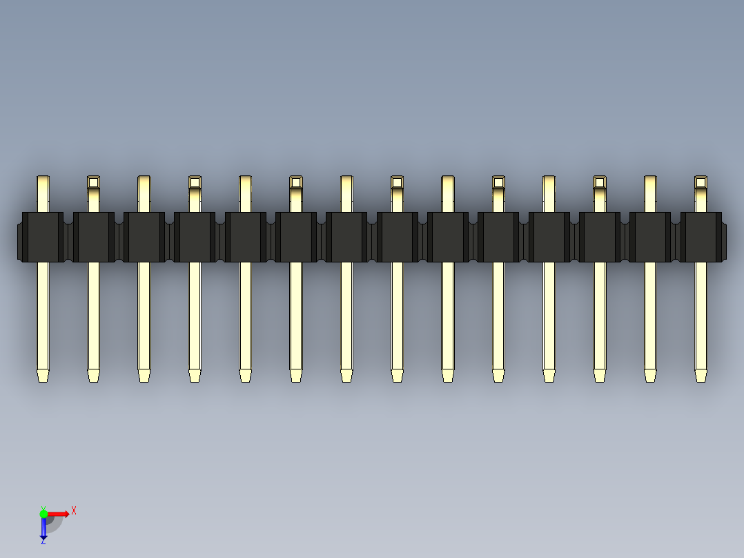 彩色公排针 100mil 2.54mm 系列-DS1022_black_14p_100mil_Type_SMT_R2_rev1.0俯视图