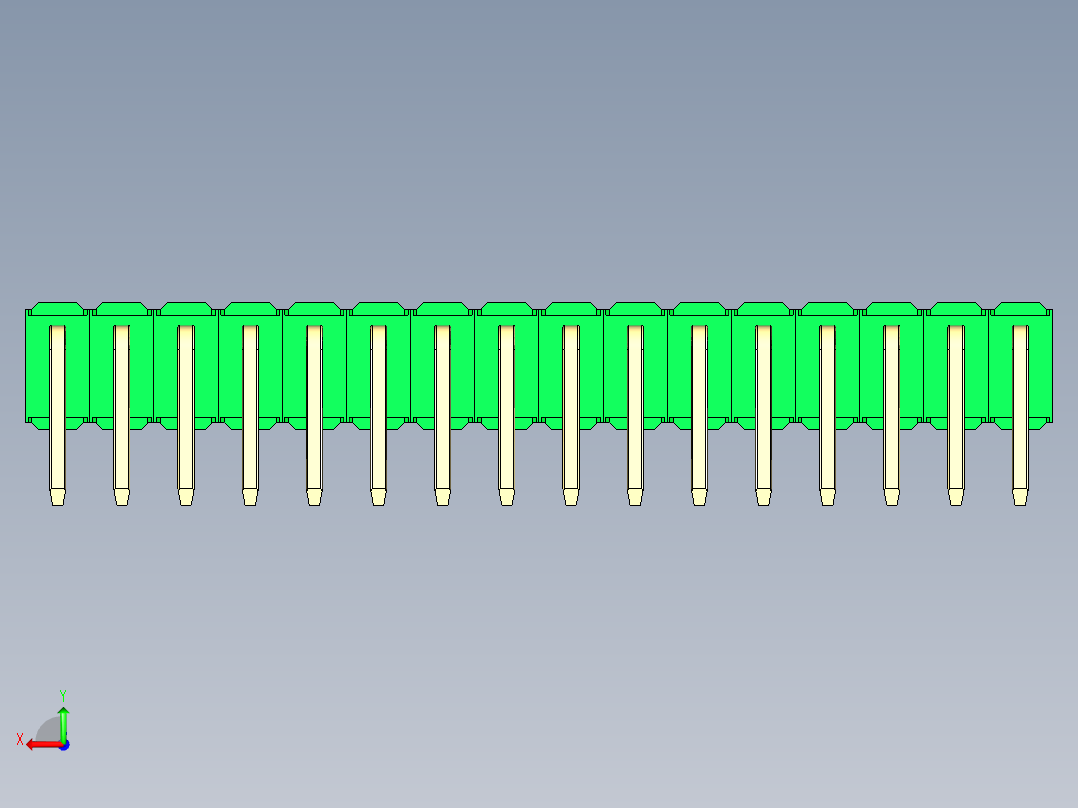 彩色公排针 100mil 2.54mm 系列-DS1022_green_2x16p_100mil_TypeD_rev1.0后视图