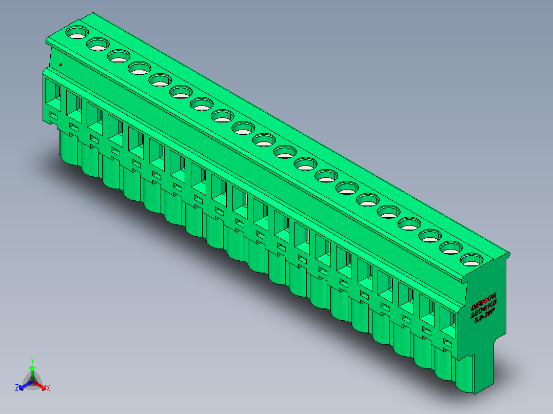 DEGSON 2EDG 系列 5.0mm 可插拔接线端子组-2EDGKB-5.0-20P-14-00AH正等轴测图