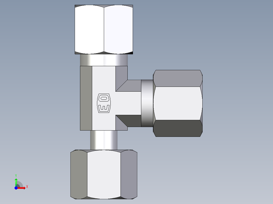 卡套式工业通用硬管接头EO_Standpipe_run_tee_EVL08L71前视图