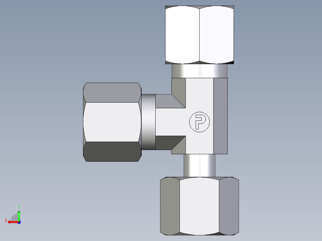卡套式工业通用硬管接头EO_Standpipe_run_tee_EVL08L71后视图