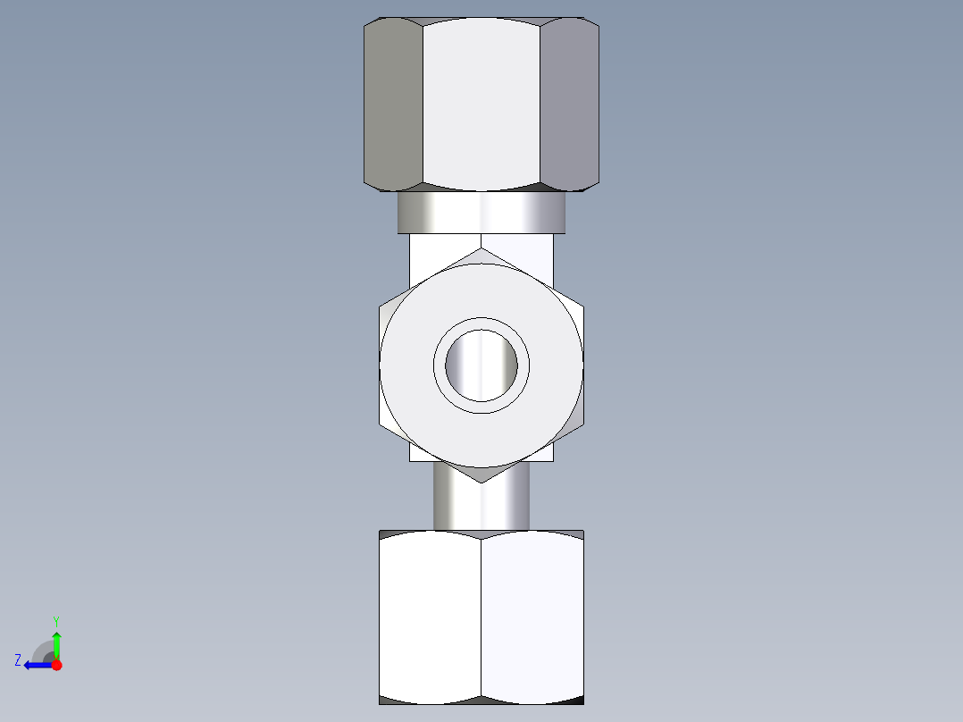 卡套式工业通用硬管接头EO_Standpipe_run_tee_EVL08L71右视图