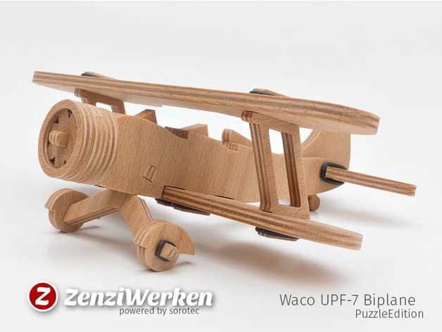 简易UPF-7双翼飞机拼图模型图纸 激光雕刻 线切割 dxf svg格式