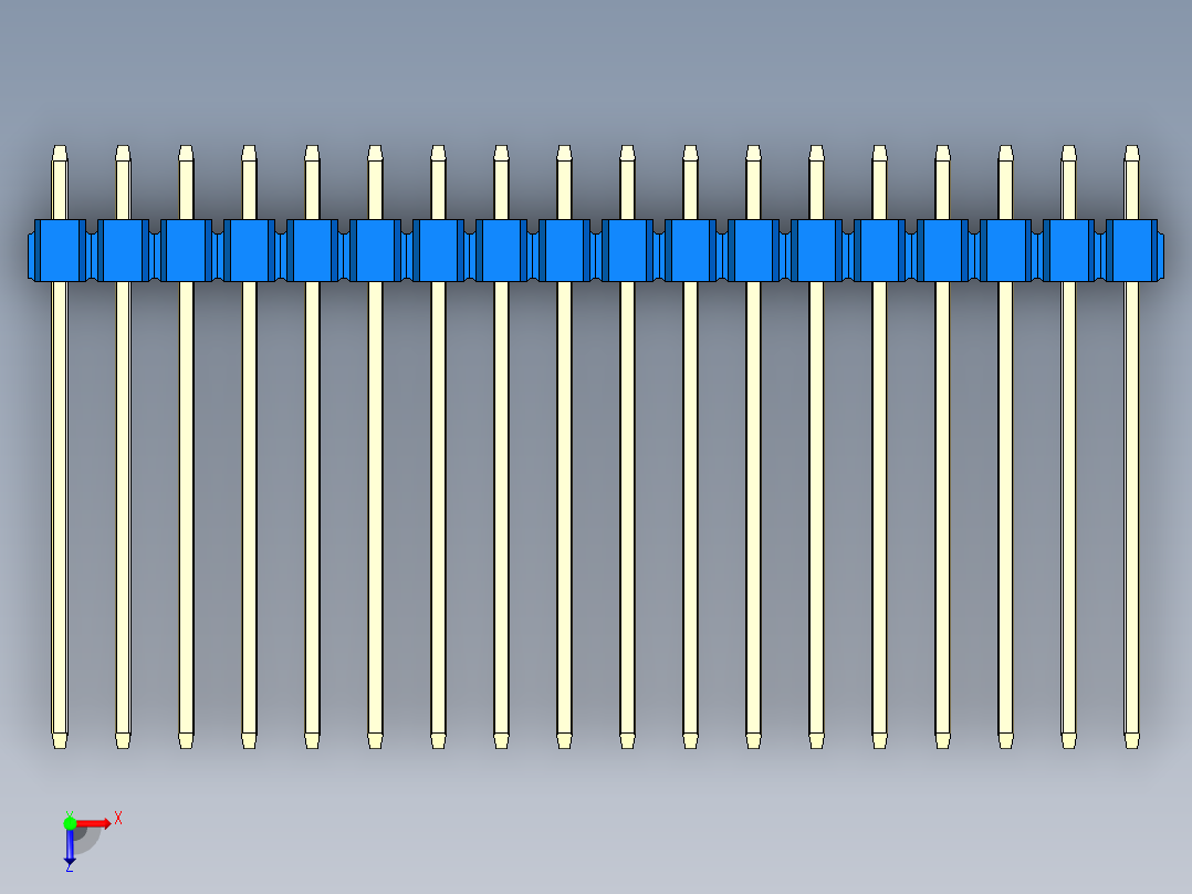 彩色公头100mil（2.54mm）系列-DS1021_blue_2x18p_100mil_Type19_rev1.0俯视图