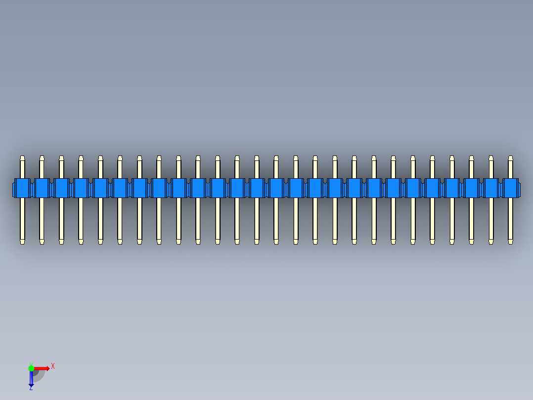 彩色公头100mil（2.54mm）系列-DS1021_blue_2x26p_100mil_Type1_rev1.0俯视图