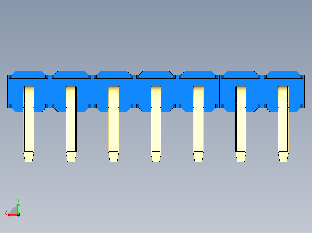 彩色公排针 100mil 2.54mm 系列-DS1022_blue_1x07p_100mil_TypeD_rev1.0后视图