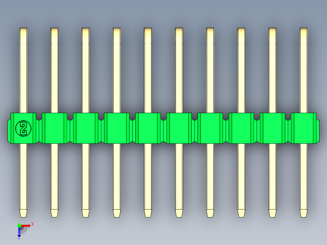 彩色公排针 100mil 2.54mm 系列-DS1022_green_3x10p_100mil_TypeD_rev1.0俯视图