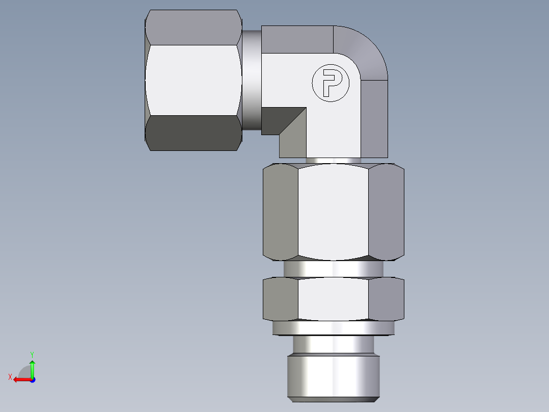 卡套式工业通用硬管接头EO_Assembled_adjustable_standpipe_elbow_EVW10SR71后视图