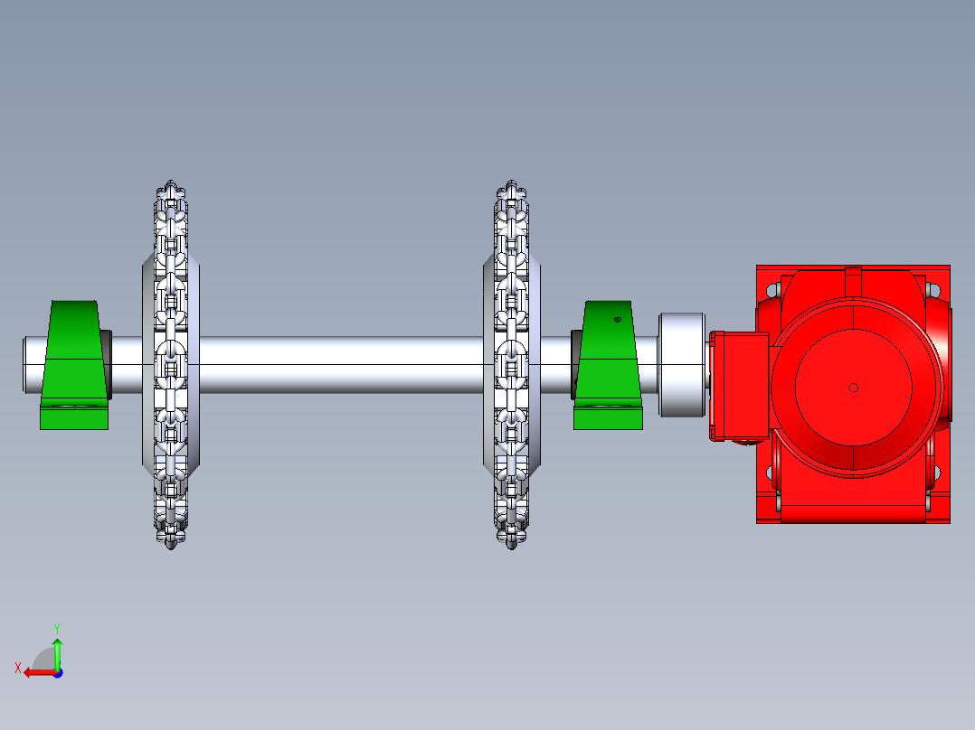 链轮链条传动后视图