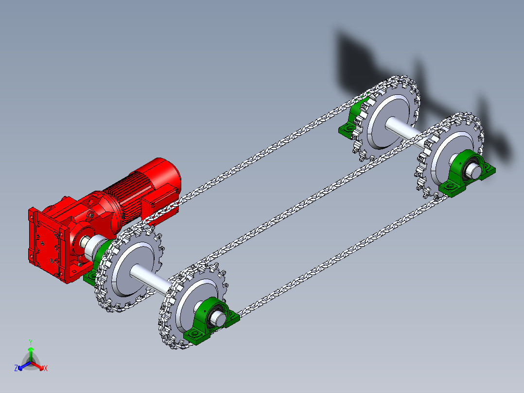 链轮链条传动正等轴测图