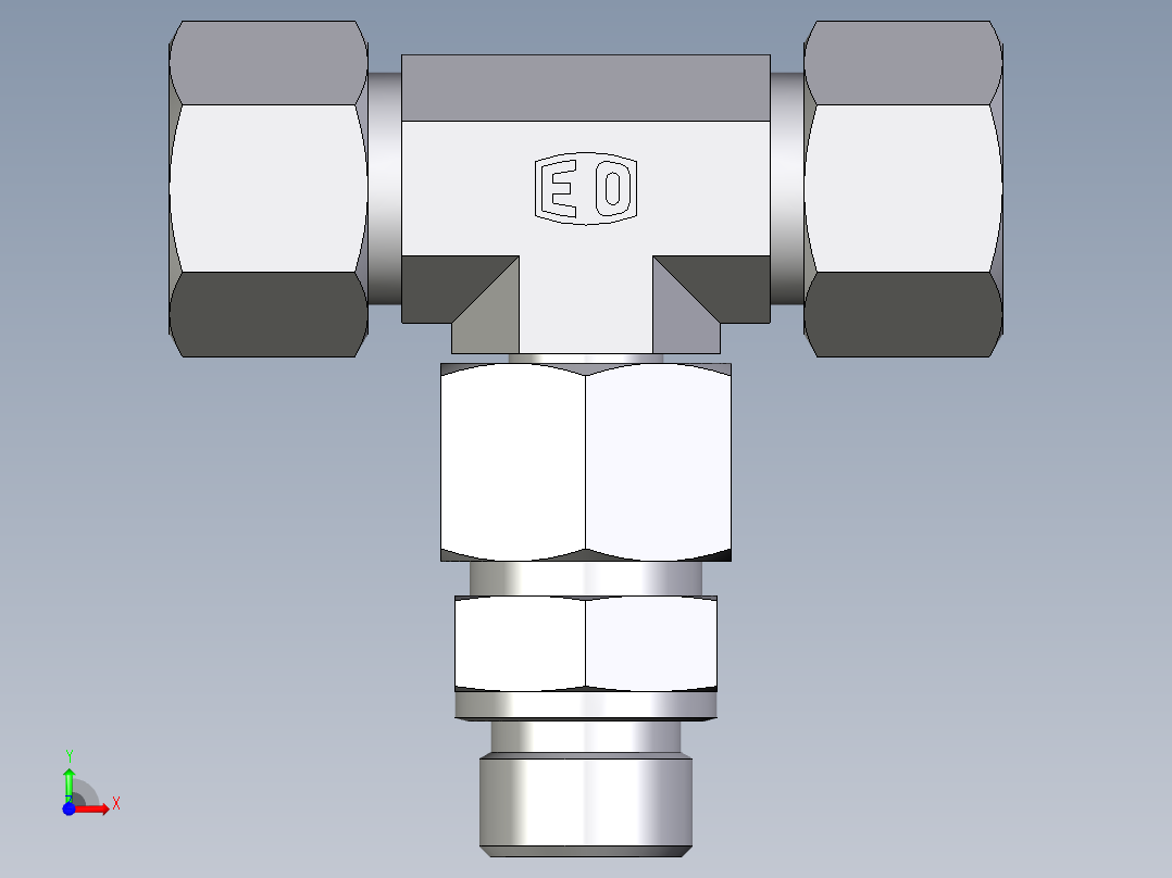 卡套式工业通用硬管接头EO_Assembled_adjustable_standpipe_branch_tee_EVT16SM71前视图