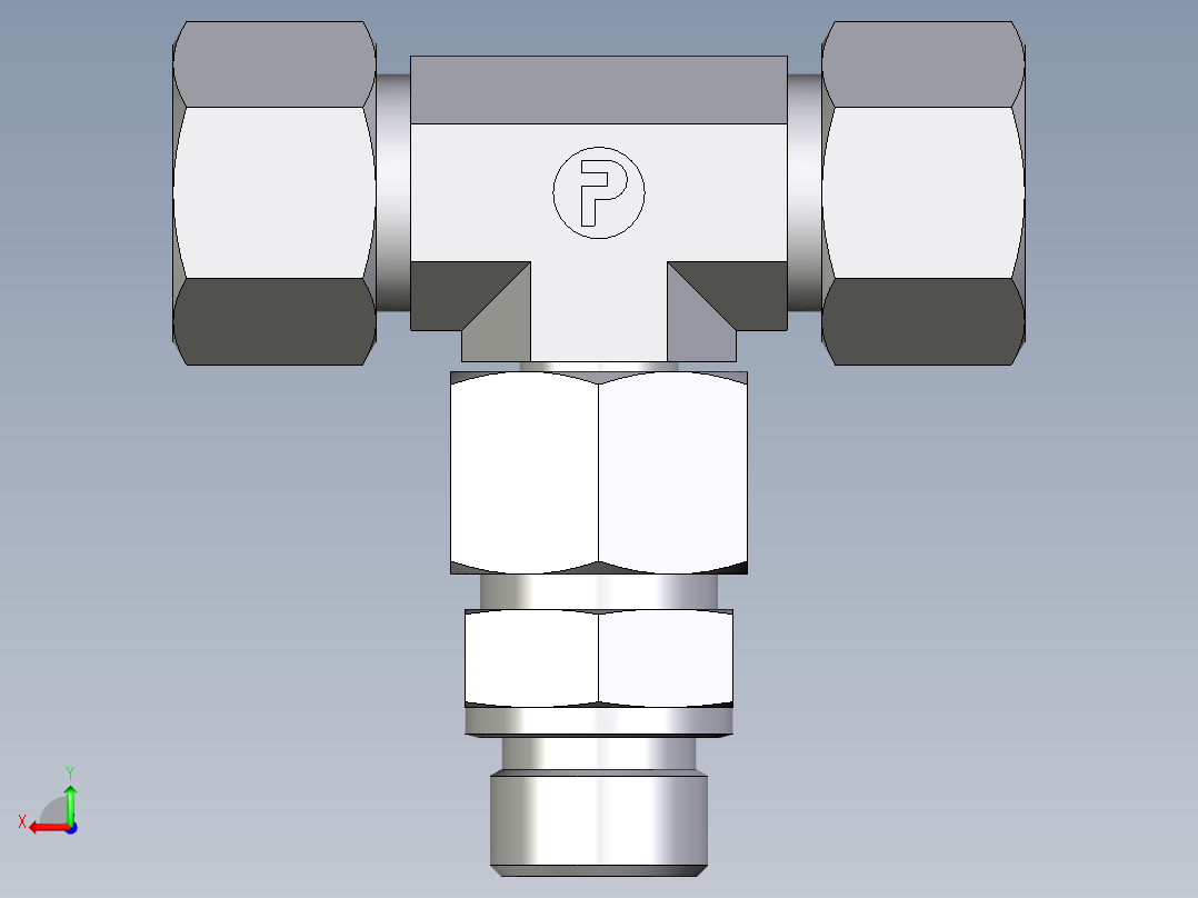 卡套式工业通用硬管接头EO_Assembled_adjustable_standpipe_branch_tee_EVT16SM71后视图