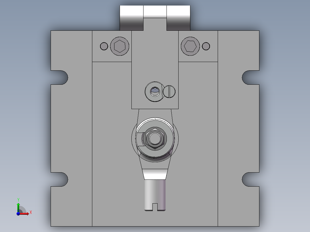 推动架钻水平16孔三维夹具【三维SolidWorks】前视图
