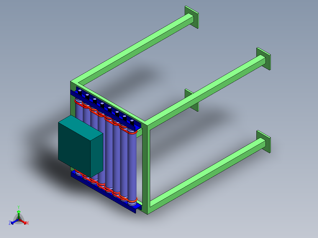 滚筒输送机roller-conveyor-63-SW正等轴测图