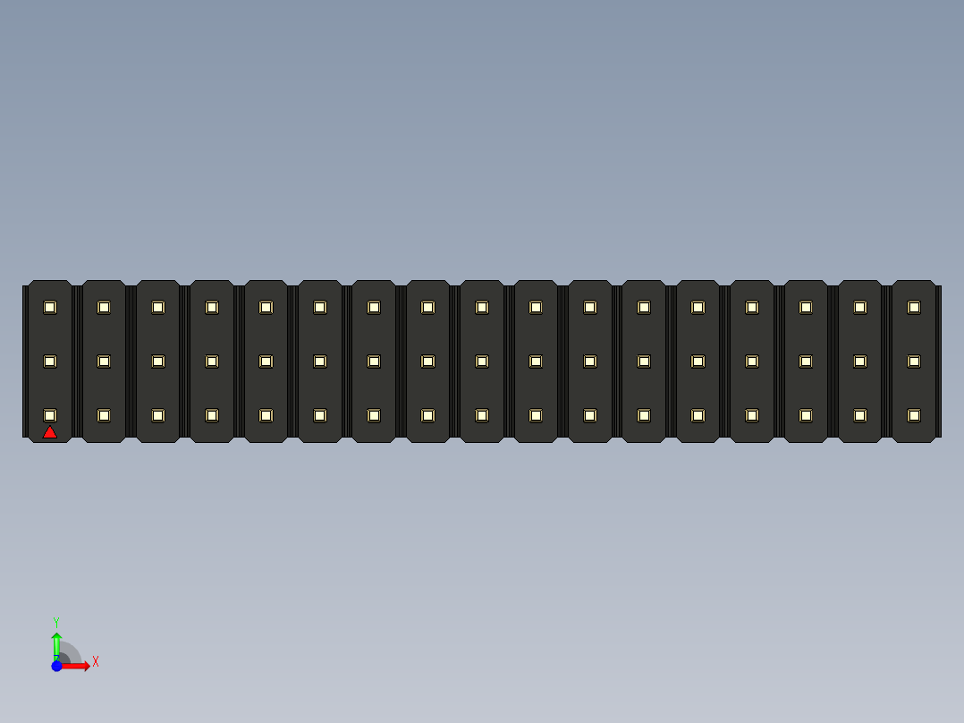 彩色公头100mil（2.54mm）系列-DS1021_black_3x17p_100mil_Type19_rev1.0前视图