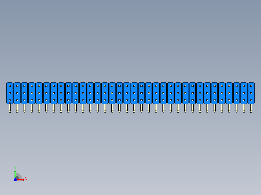 彩色公排针 100mil 2.54mm 系列-DS1022_blue_3x34p_100mil_TypeD_rev1.0前视图