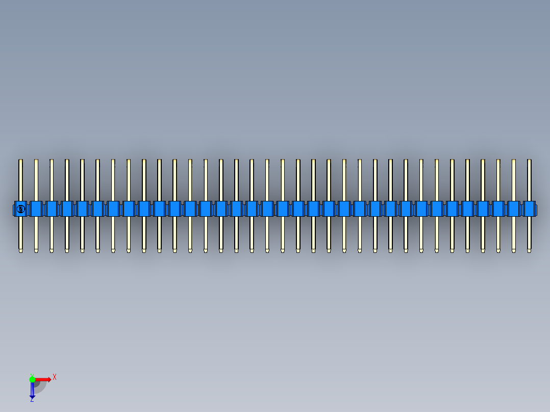 彩色公排针 100mil 2.54mm 系列-DS1022_blue_3x34p_100mil_TypeD_rev1.0俯视图