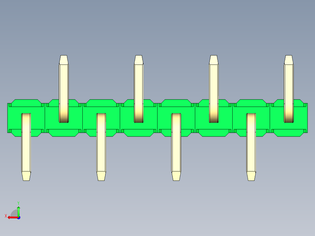 彩色公排针 100mil 2.54mm 系列-DS1022_green_08p_100mil_Type_SMT_R1_rev1.0后视图