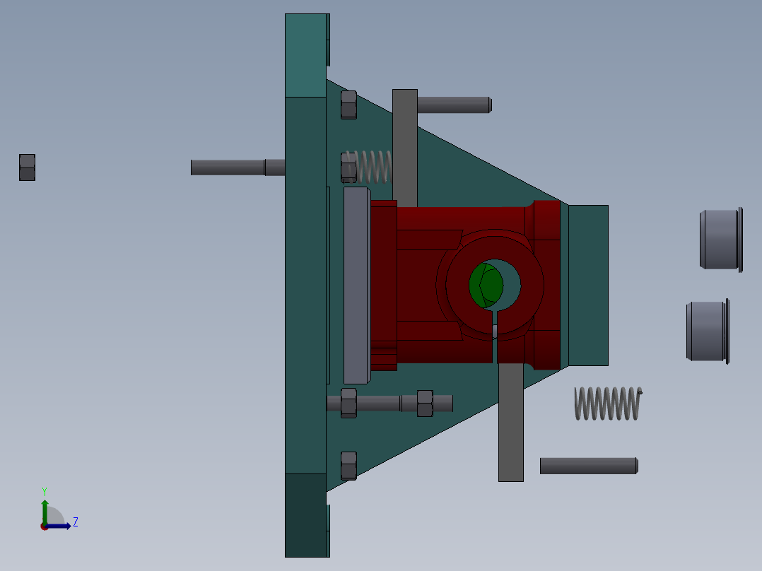 摇臂轴座加工工艺及钻2-Φ10.5孔夹具设计【含三维SolidWorks】左视图