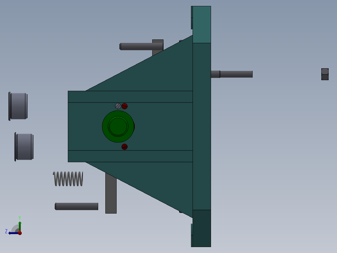 摇臂轴座加工工艺及钻2-Φ10.5孔夹具设计【含三维SolidWorks】右视图