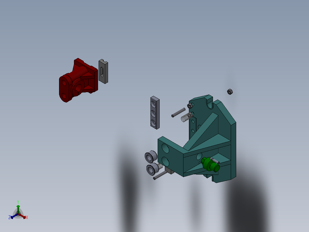 摇臂轴座加工工艺及钻2-Φ10.5孔夹具设计【含三维SolidWorks】正等轴测图