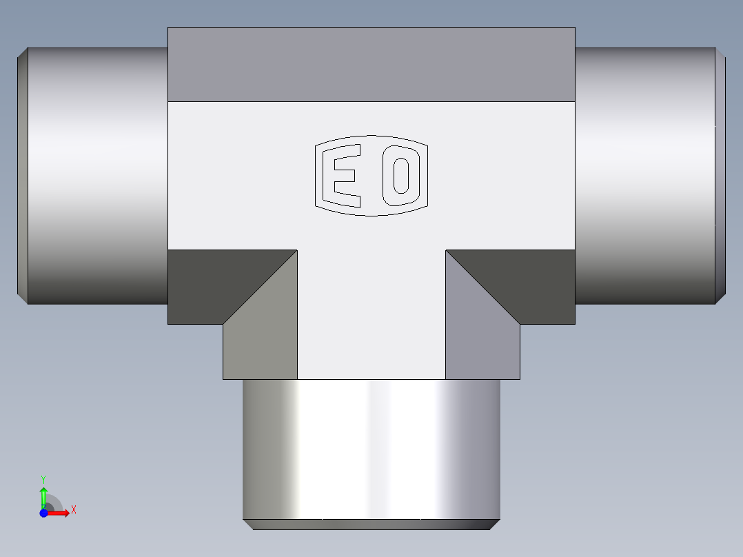 卡套式工业通用硬管接头EO_Union_tee_T16S71X前视图